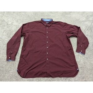 Ralph Lauren Button Up Shirt Mens 3XLT‎ Stretch Cotton Red Long Sleeve Casual